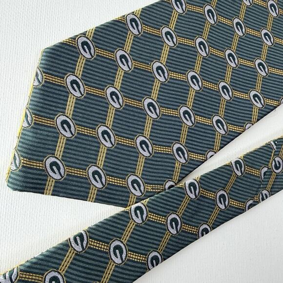 NFL Green Bay Packers Reversible Silk Tie 100% Silk Vintage Logo Pattern - Picture 16 of 16